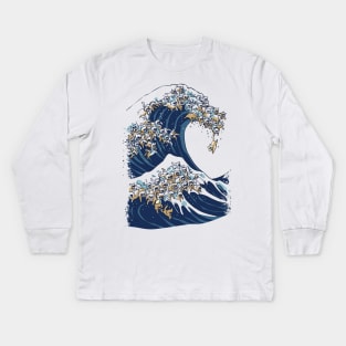 The Great wave of Cat Kids Long Sleeve T-Shirt